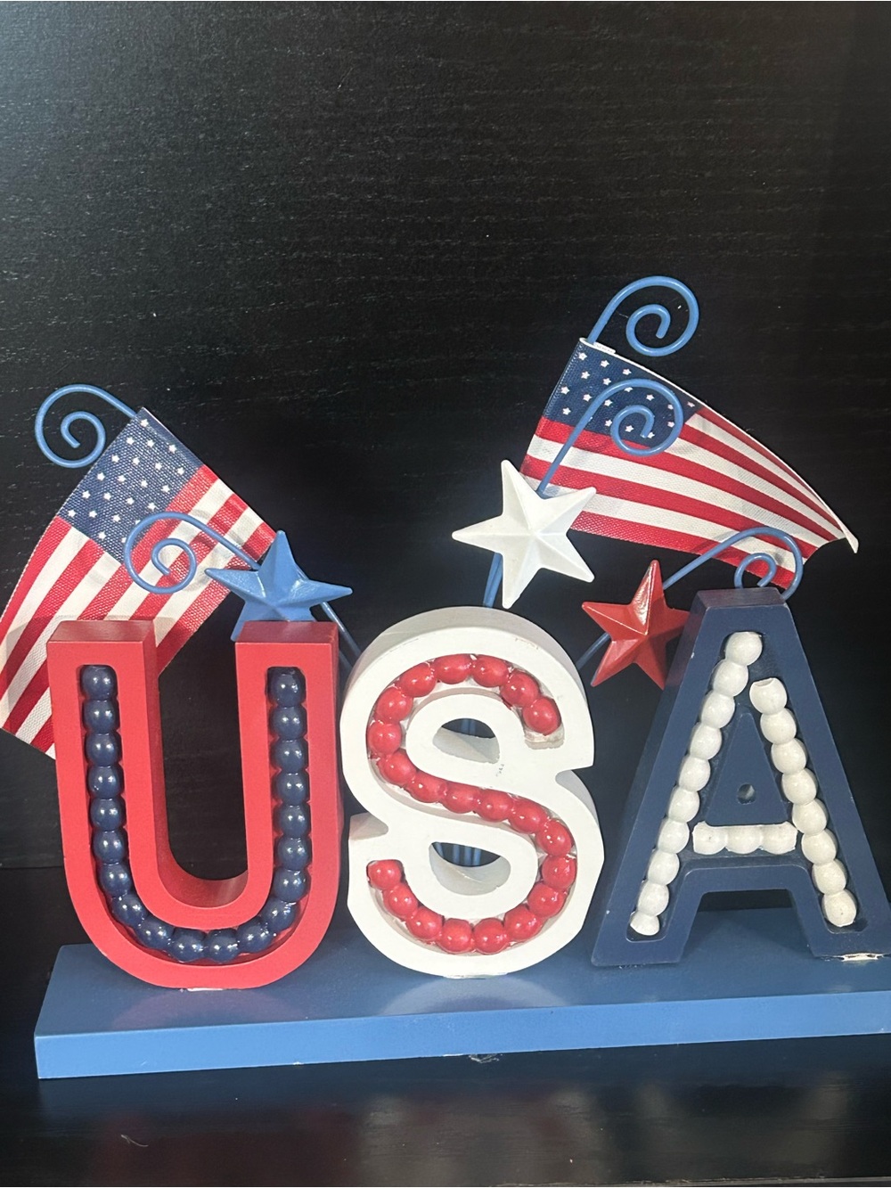 Source Unknown USA Patriotic Red White Blue Tabletop Decor